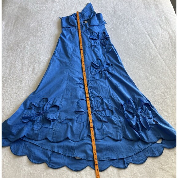 Anthropologie One Shoulder Cutwork Dress Sz XS Blue - Picture 4 of 9